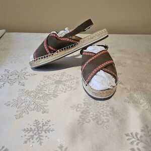 LANDS ENDS Sandals ESPADRILLE womens Stylish Brown & Salmon New Without Box Sz 7